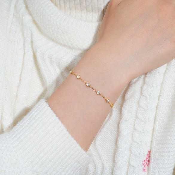 Women's Small Fresh Geometric Moissanite Pure Silver Electroplated Bracelet