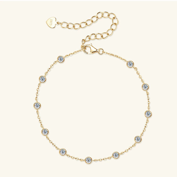 Women's Small Fresh Geometric Moissanite Pure Silver Electroplated Bracelet