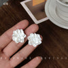 Women's Small Fresh Resin White Flower Earrings With Silver Needle Drip Glaze Floral Stud Earrings