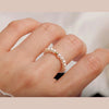 Women's Small Imitation Pearl Ring Pure Handmade Geometric Design Stacked Ring Tail Ring