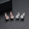 Women's Small Round Geometric Copper Crystal Zircon Stud Earrings With Electroplated Finish Fashion Jewelry Gift