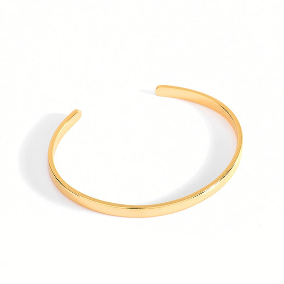Women's Smooth Geometric Open Cuff Bracelet In Copper With 18K Gold Plated Electroplated Finish Simple Metal Jewelry