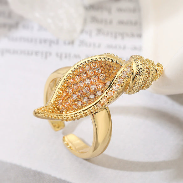 Women's Snail Shell Geometric Copper Open Ring With Electroplating Design