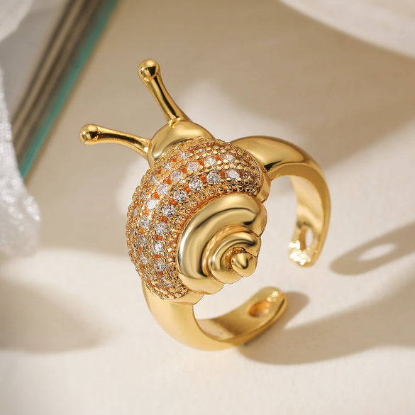 Women's Snail Shell Geometric Copper Open Ring With Electroplating Design