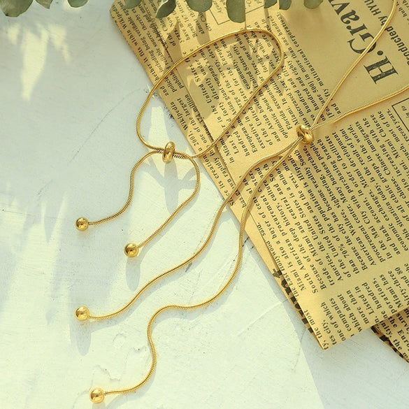 Women's Snake Bone Chain 316L Stainless Steel 18K Gold Plated Jewelry Set With Pull Buckle Necklace And Bracelet