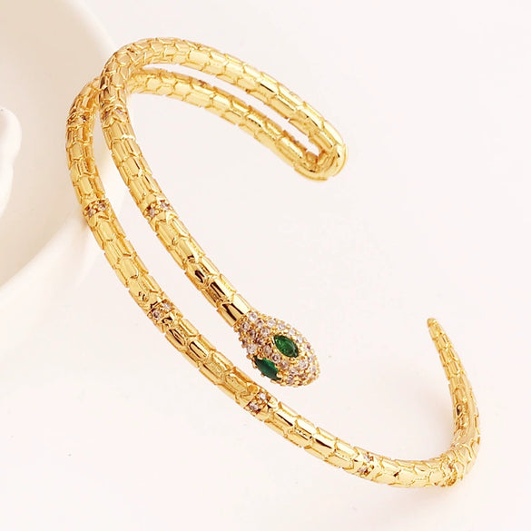 Women's Snake Brass Gold Plated Microinlaid Zircon Simple Style Bracelet