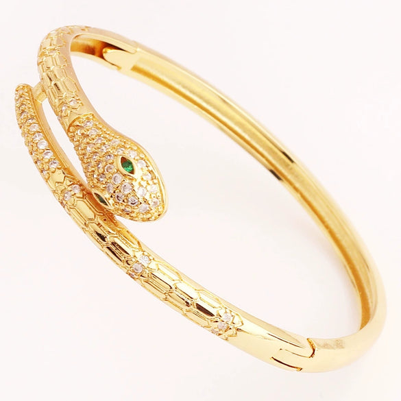 Women's Snake Brass Gold Plated Microinlaid Zircon Simple Style Bracelet