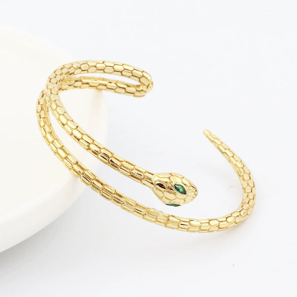 Women's Snake Brass Gold Plated Microinlaid Zircon Simple Style Bracelet