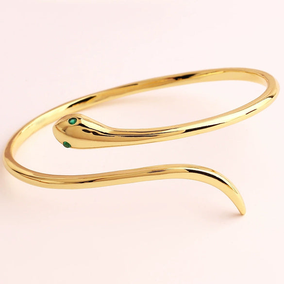 Women's Snake Brass Gold Plated Microinlaid Zircon Simple Style Bracelet