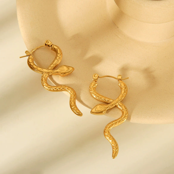 Women's Snakeshaped Stainless Steel Geometric Electroplated Earrings