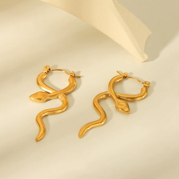 Women's Snakeshaped Stainless Steel Geometric Electroplated Earrings