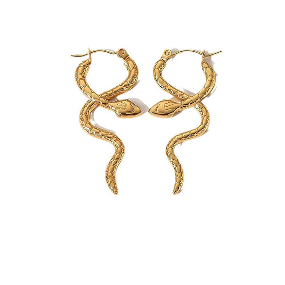 Women's Snakeshaped Stainless Steel Geometric Electroplated Earrings
