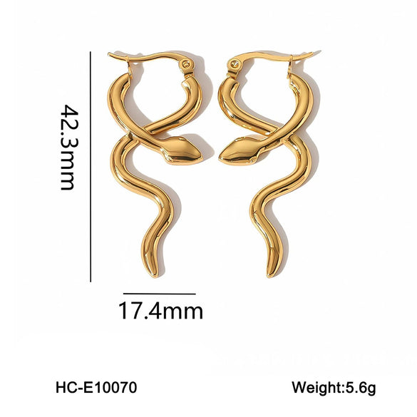 Women's Snakeshaped Stainless Steel Geometric Electroplated Earrings