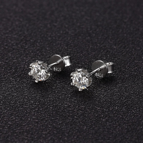 Women's Snowflake Geometric Moissanite Earrings In Sterling Silver With Diamond Treatment