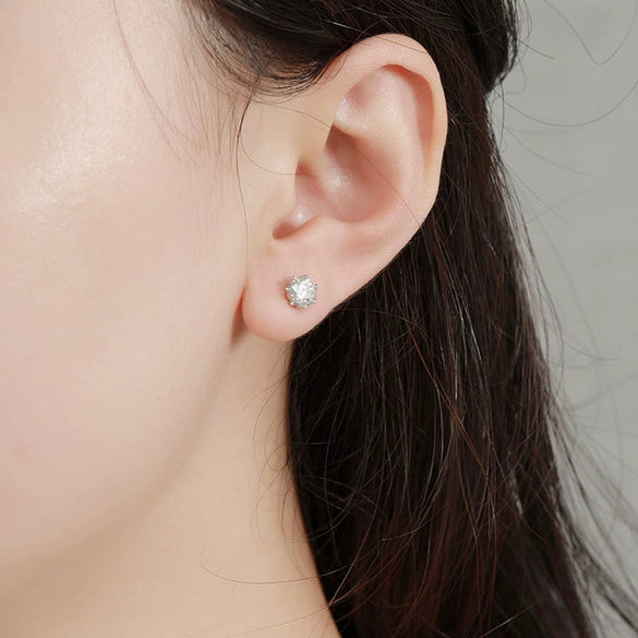 Women's Snowflake Geometric Moissanite Earrings In Sterling Silver With Diamond Treatment