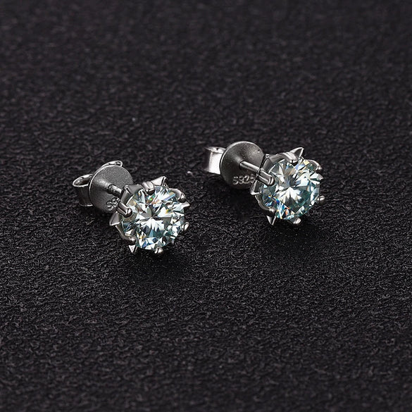 Women's Snowflake Geometric Moissanite Earrings In Sterling Silver With Diamond Treatment