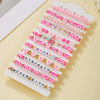 Women's Soft Ceramic Bracelet Handmade With Polymer Clay Featuring Letters Numbers Text Pattern And Multilayer Stacked Design