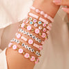 Women's Soft Ceramic Bracelet Handmade With Polymer Clay Featuring Letters Numbers Text Pattern And Multilayer Stacked Design