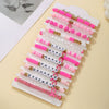 Women's Soft Ceramic Bracelet Handmade With Polymer Clay Featuring Letters Numbers Text Pattern And Multilayer Stacked Design