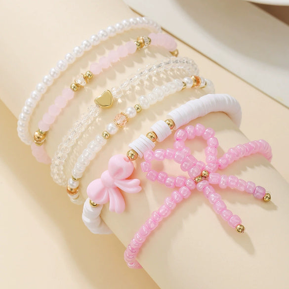 Women's Soft Clay Beaded Stacked Bracelet Handmade With Letter Beads In Western Cowboy Style