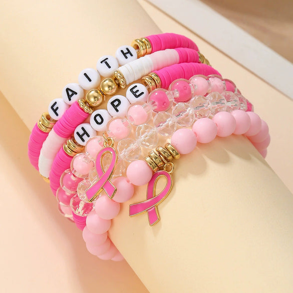 Women's Soft Clay Beaded Stacked Bracelet Handmade With Letter Beads In Western Cowboy Style