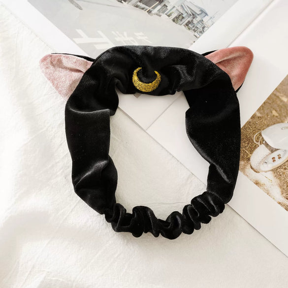 Women's Soft Cute Flannel Cat Ear Face Wash Headband With Animal Zodiac Pattern