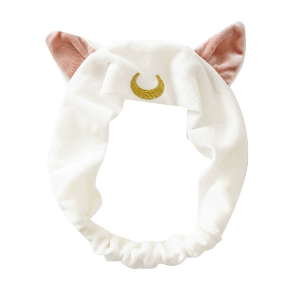 Women's Soft Cute Flannel Cat Ear Face Wash Headband With Animal Zodiac Pattern