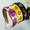 Women's Solid Color Fabric Headband With Pearl And Crystal Embellishments Baroque Bee Design Hair Accessory