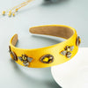 Women's Solid Color Fabric Headband With Pearl And Crystal Embellishments Baroque Bee Design Hair Accessory