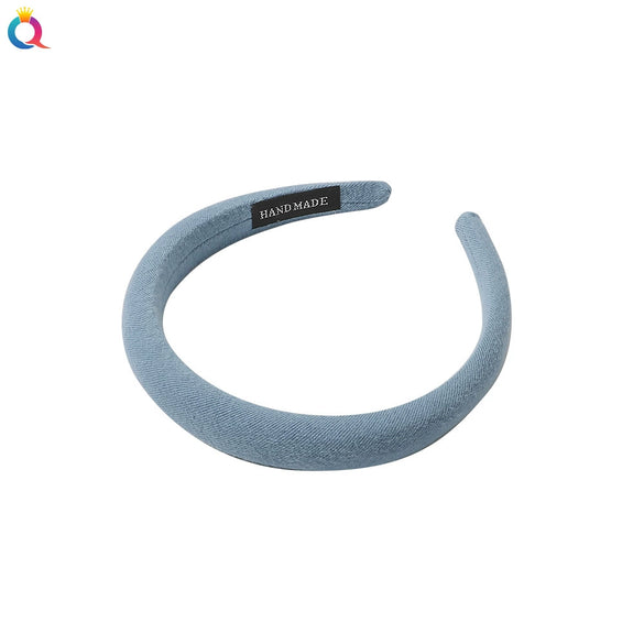 Women's Solid Color Padded Sponge Headband With Geometric Design Handmade Retro Hair Hoop For Face Washing And Everyday Styling