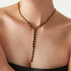 Women's Solid Color Zircon Titanium Steel And Glass Stone Necklace With Electroplating Treatment And Geometric Styling And All Over The Sky Star Design
