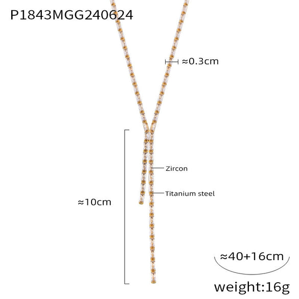Women's Solid Color Zircon Titanium Steel And Glass Stone Necklace With Electroplating Treatment And Geometric Styling And All Over The Sky Star Design