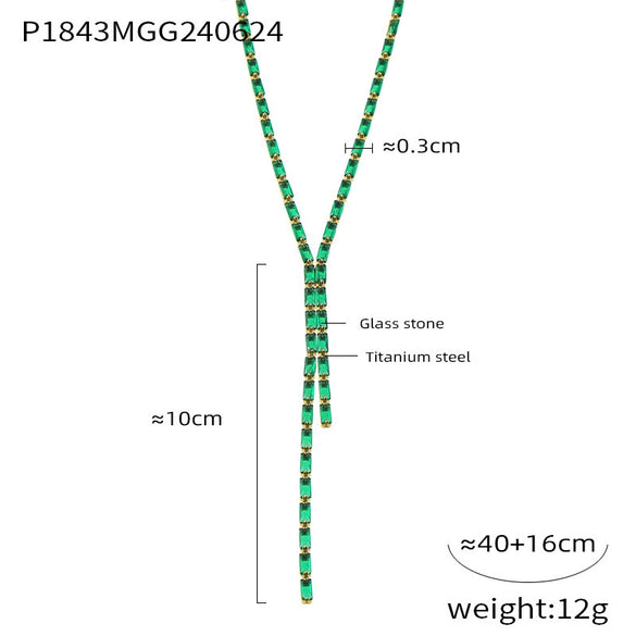 Women's Solid Color Zircon Titanium Steel And Glass Stone Necklace With Electroplating Treatment And Geometric Styling And All Over The Sky Star Design