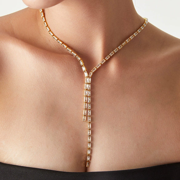 Women's Solid Color Zircon Titanium Steel And Glass Stone Necklace With Electroplating Treatment And Geometric Styling And All Over The Sky Star Design