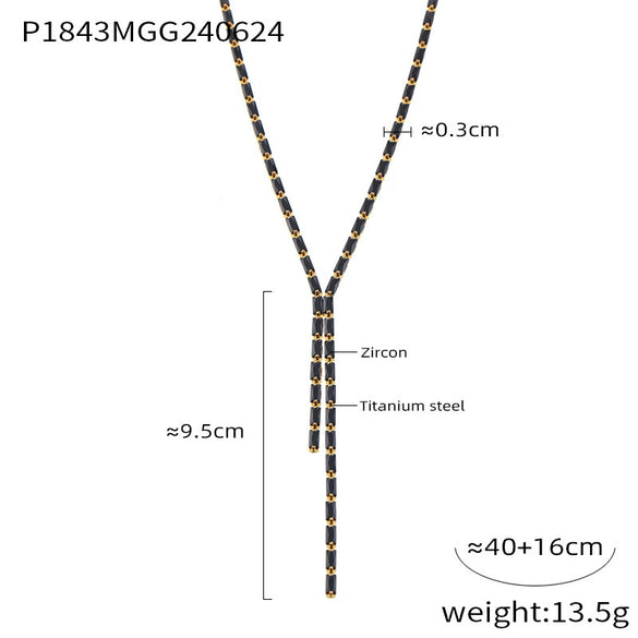 Women's Solid Color Zircon Titanium Steel And Glass Stone Necklace With Electroplating Treatment And Geometric Styling And All Over The Sky Star Design