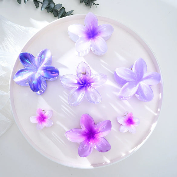 Women's Sophisticated Plants Flowers Style Hair Accessories Shark Clips And Plumeria Flower Clips Injection Molding