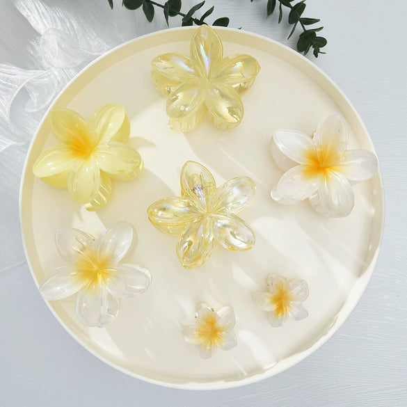 Women's Sophisticated Plants Flowers Style Hair Accessories Shark Clips And Plumeria Flower Clips Injection Molding