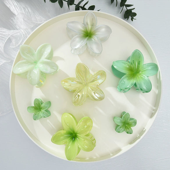 Women's Sophisticated Plants Flowers Style Hair Accessories Shark Clips And Plumeria Flower Clips Injection Molding