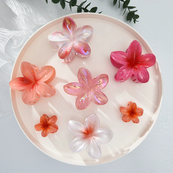 Women's Sophisticated Plants Flowers Style Hair Accessories Shark Clips And Plumeria Flower Clips Injection Molding