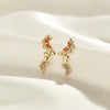 Women's Sparkling Zircon 925 Sterling Silver Earrings With Animal Zodiac Geometric Design Electroplated