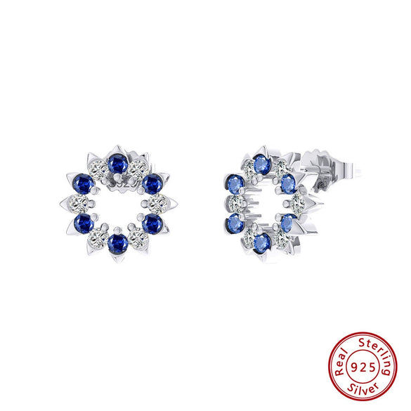 Women's Sparkling Zircon 925 Sterling Silver Earrings With Animal Zodiac Geometric Design Electroplated