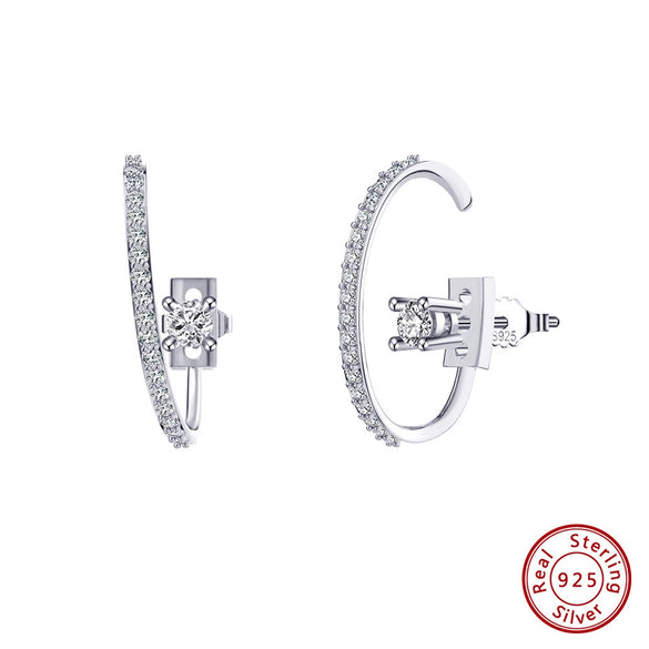 Women's Sparkling Zircon 925 Sterling Silver Earrings With Animal Zodiac Geometric Design Electroplated