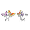 Women's Sparkling Zircon 925 Sterling Silver Earrings With Animal Zodiac Geometric Design Electroplated