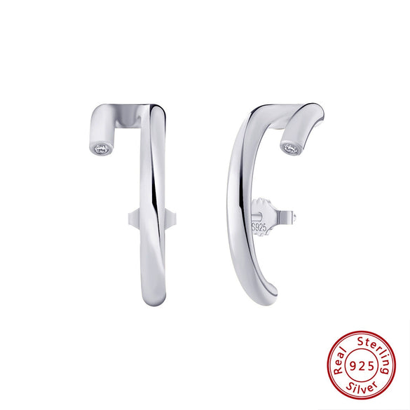 Women's Sparkling Zircon 925 Sterling Silver Earrings With Animal Zodiac Geometric Design Electroplated