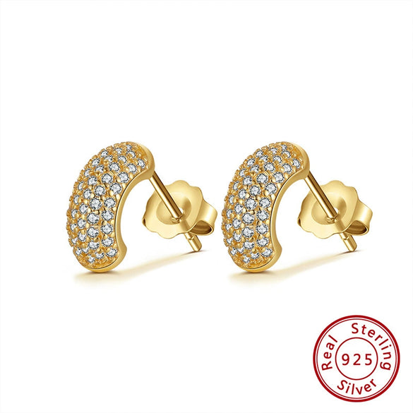 Women's Sparkling Zircon 925 Sterling Silver Earrings With Animal Zodiac Geometric Design Electroplated