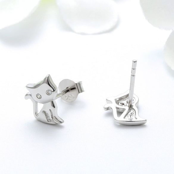 Women's Sparkling Zircon 925 Sterling Silver Earrings With Animal Zodiac Geometric Design Electroplated