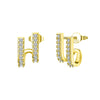 Women's Sparkling Zircon 925 Sterling Silver Earrings With Animal Zodiac Geometric Design Electroplated