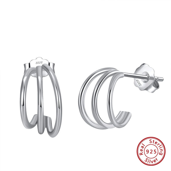 Women's Sparkling Zircon 925 Sterling Silver Earrings With Animal Zodiac Geometric Design Electroplated