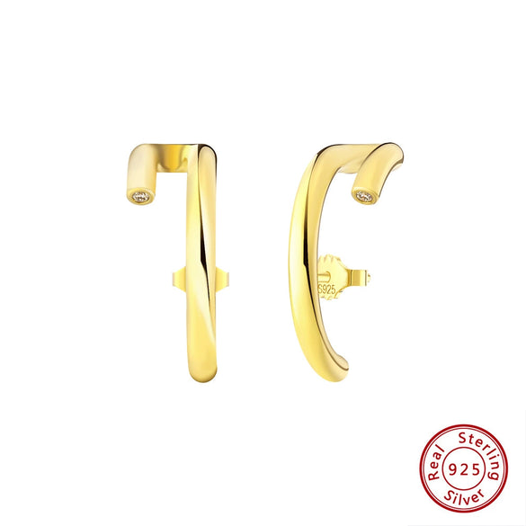 Women's Sparkling Zircon 925 Sterling Silver Earrings With Animal Zodiac Geometric Design Electroplated