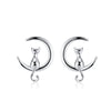 Women's Sparkling Zircon 925 Sterling Silver Earrings With Animal Zodiac Geometric Design Electroplated